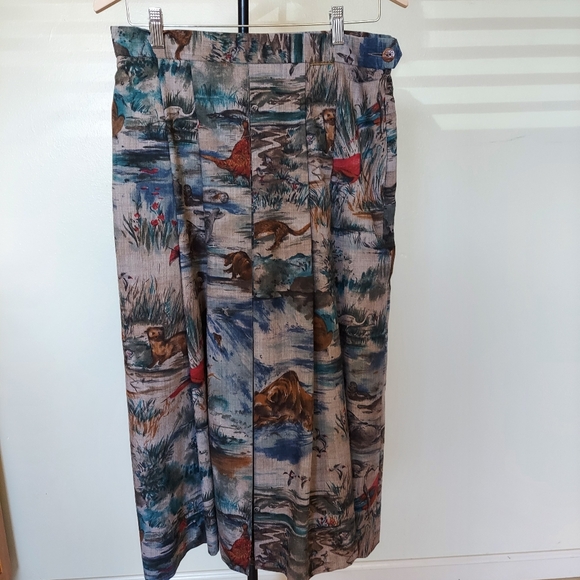 geiger Dresses & Skirts - Vintage Geiger Wool Pleated Midi Skirt Nature  Animal Print Austria 42 Sz 10-12